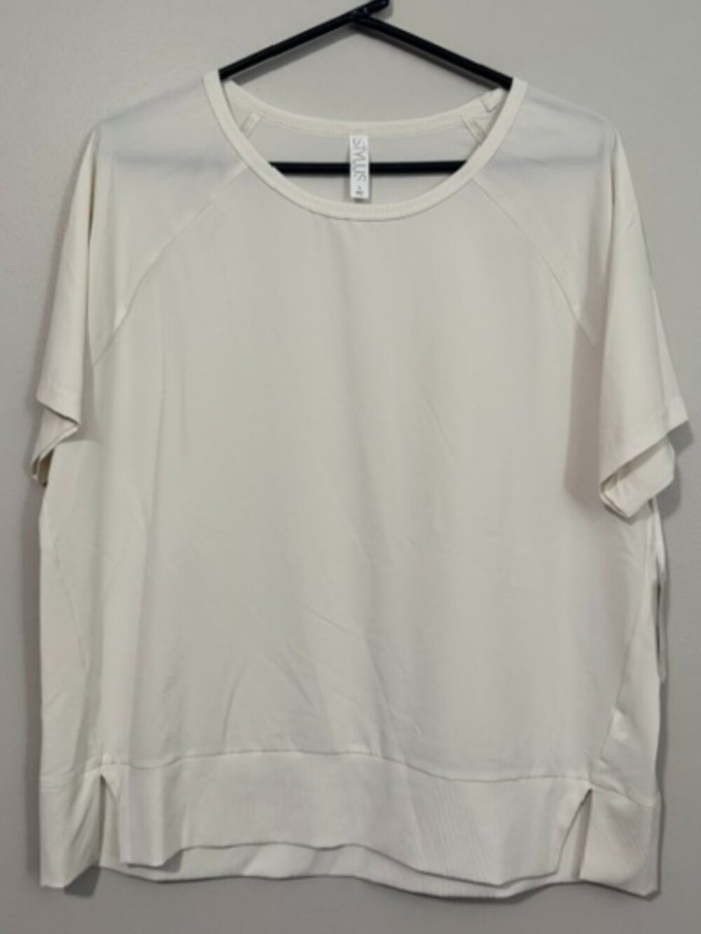 Woman's Stylus Short Sleeve Blouse w Elastic Waist Color White Size Large